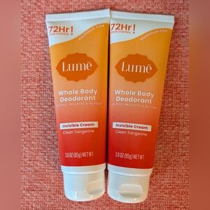 NEW Lume Clean Tangerine Invisible Whole Body Deodorant–Two 3-oz Tube Bundle